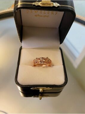 Rose Gold Tone Floral Filigree Elegant Band SZ 5